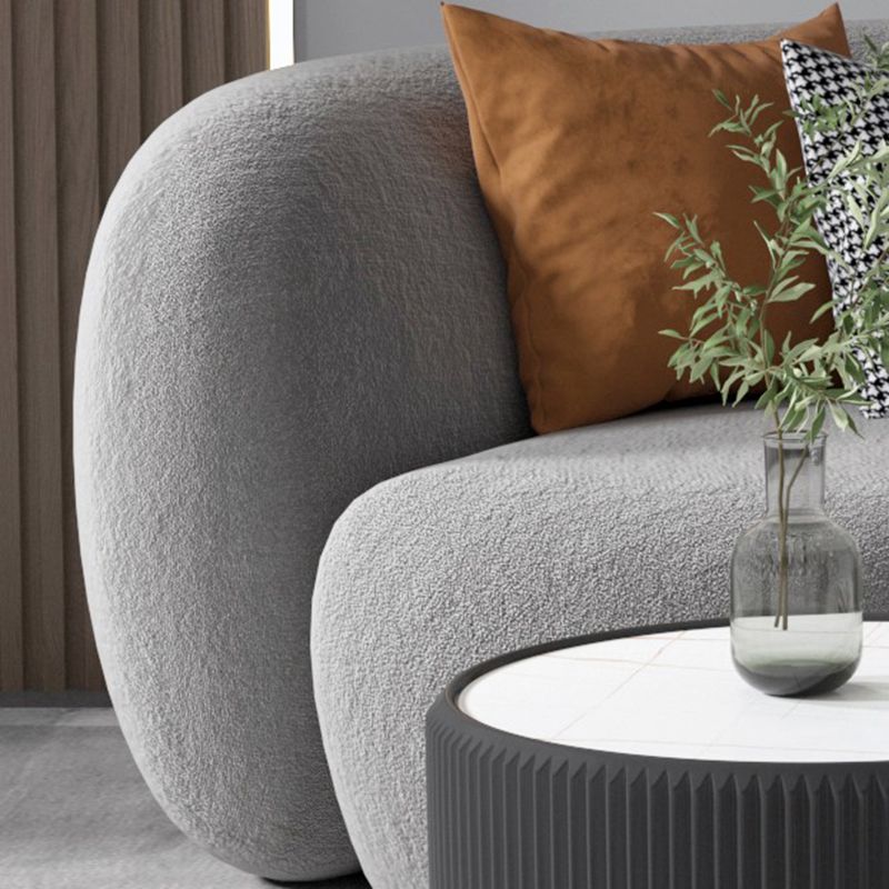 Wool Contemporary Recessed Arm Sofa Curved Sofa for Living Room, Apartment