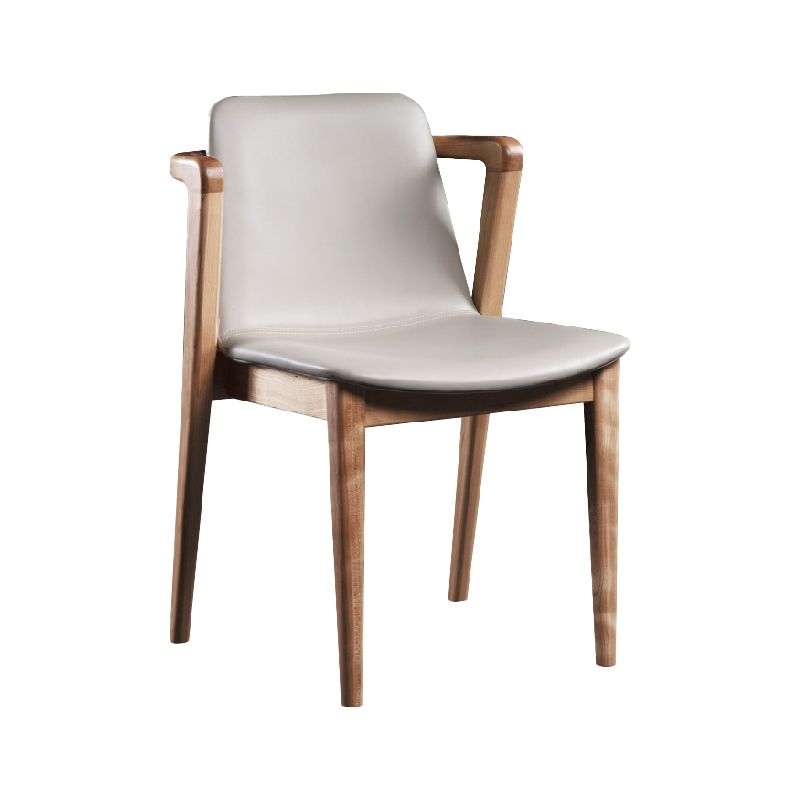 Home Walnut Wood Dining Chair Contemporary Upholstered Arm Chair
