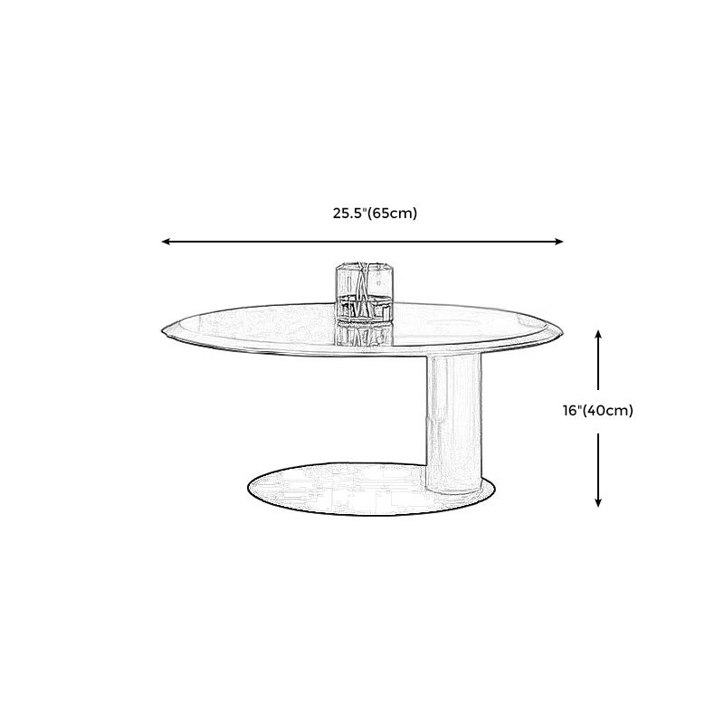 Modern Style Tempered Glass Table Top Stainless Steel Base Round Coffee Table