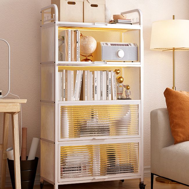 Modern Style Bookshelf Metal Closed Back Bookcase with Door for Office