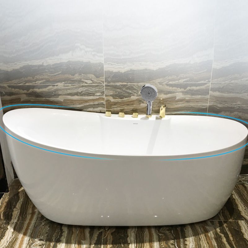 Freestanding Oval White Bath Soaking Handles Included Bathtub