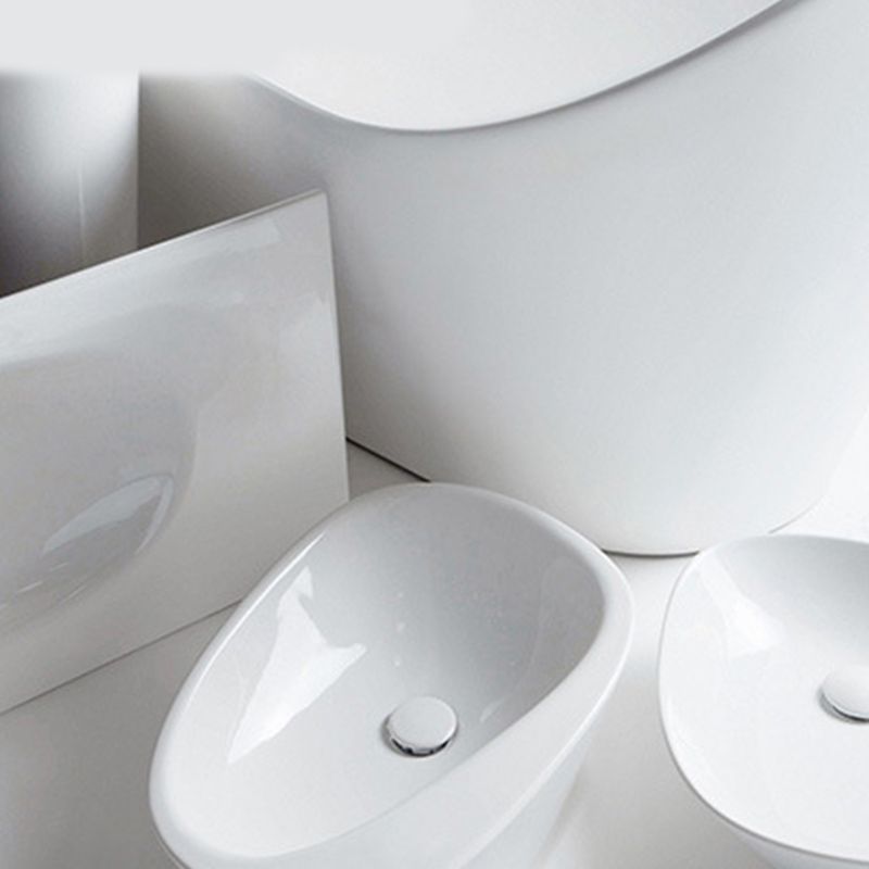 Modern Vessel Bathroom Sink Oval Porcelain with Faucet Vessel Sink