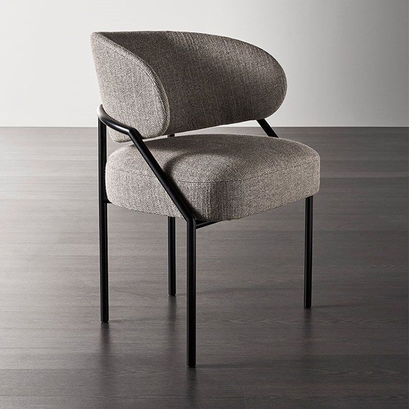 Metal Kitchen and Dining Room Chair Open Back Dining Side Chair in Black