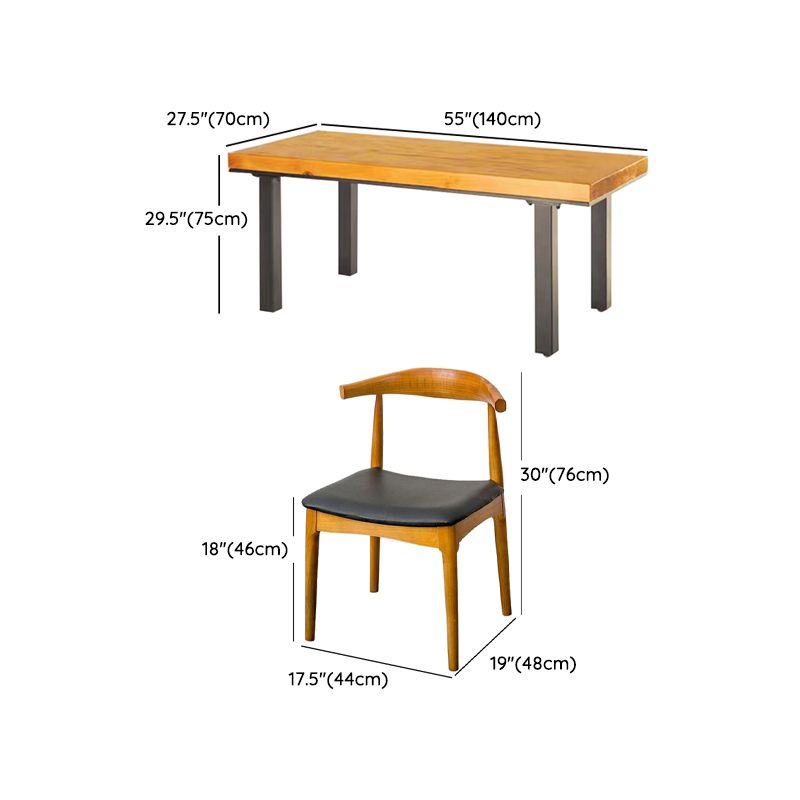 Industrial Dinette Set with Wooden Chairs 1/2/5 Pcs Pine Wood Dining Set