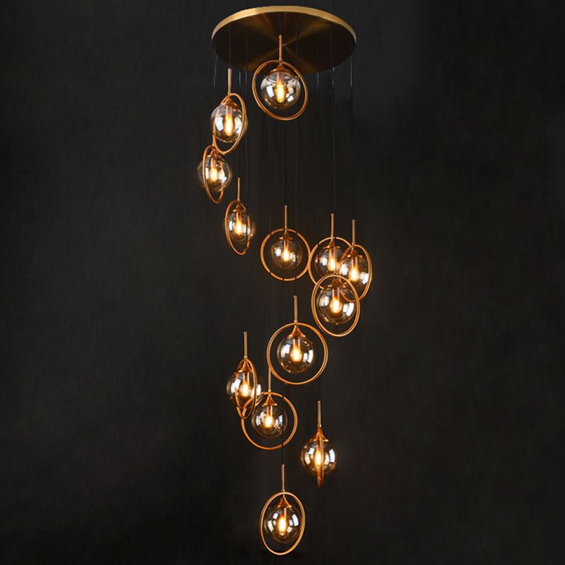 Nordic Style Spiral Ball Hanging Lighting Glas Treppe Multi -Light -Anhänger