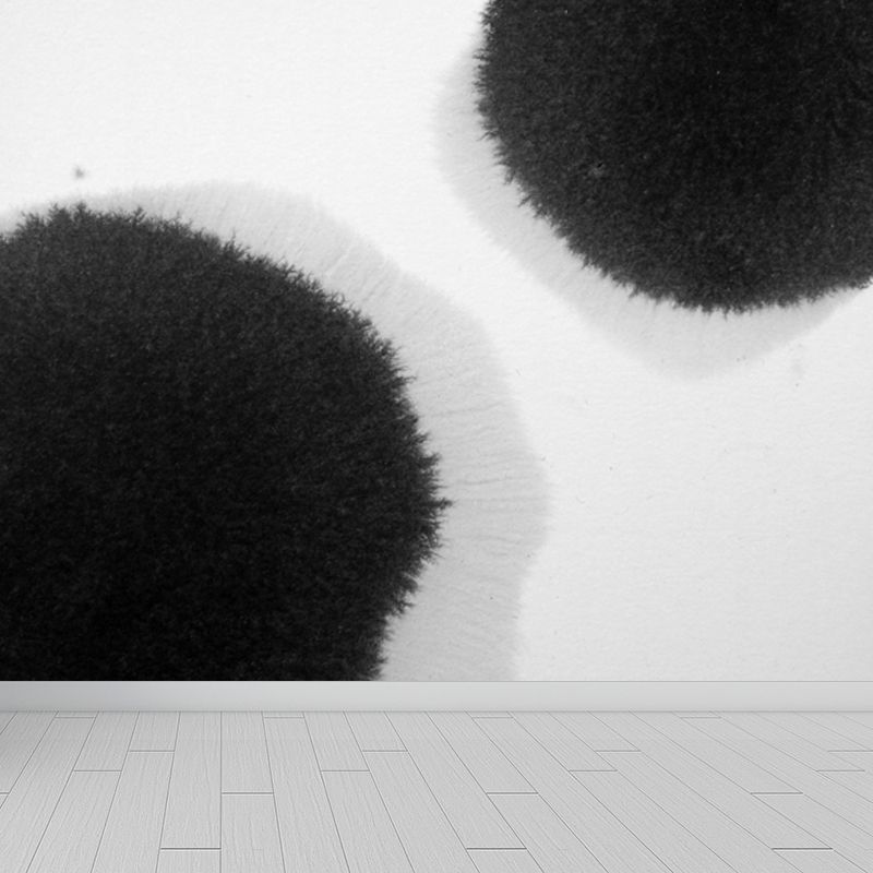 Minimalist Ink Brushstroke Wall Mural Black and White Waterproofing Wall Decor for Room