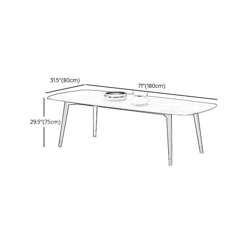 Contemporary Kitchen Dinner Table Rectangle Wood Base Dining Table
