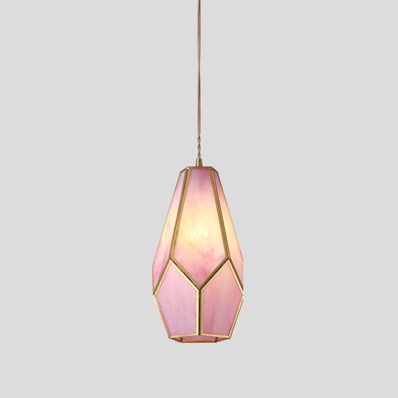 Tiffany Style Geometry Shape Hanging Light Glass Single Light Hanging Light Fixture