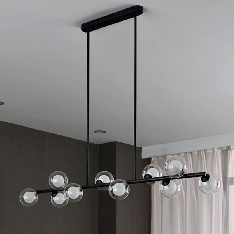 Luces colgantes de cocina modernas luces colgantes de isla esférica vidrio transparente