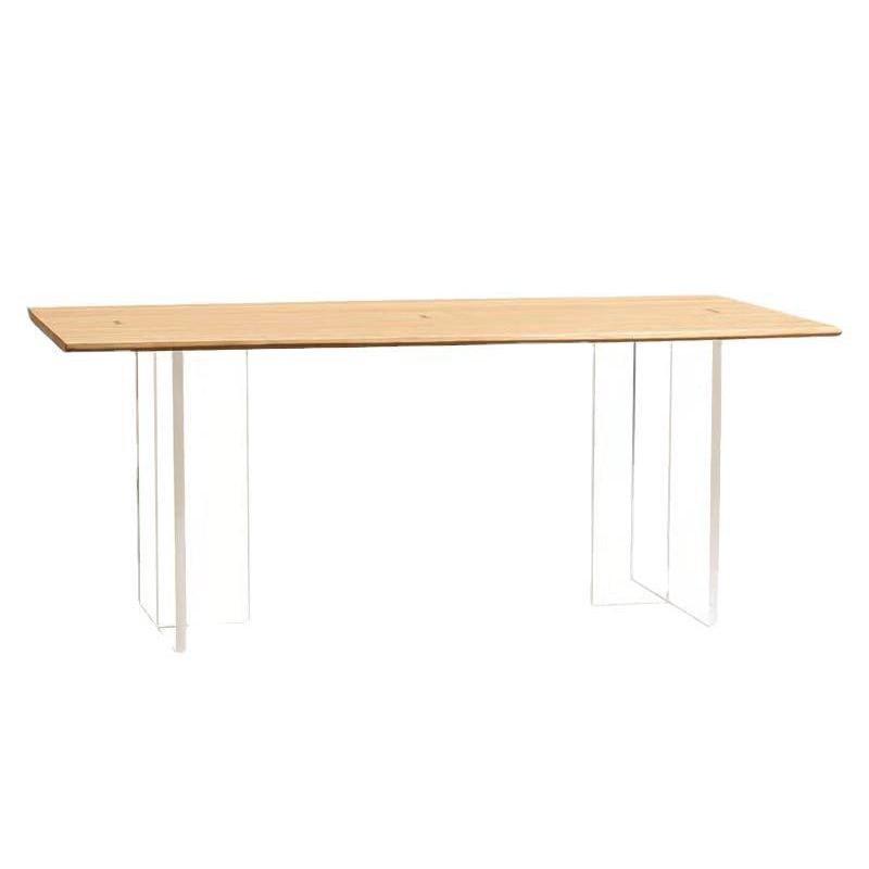 Rectangle Wood Dining Table Traditional Luxury Table with Double Pedestal Base