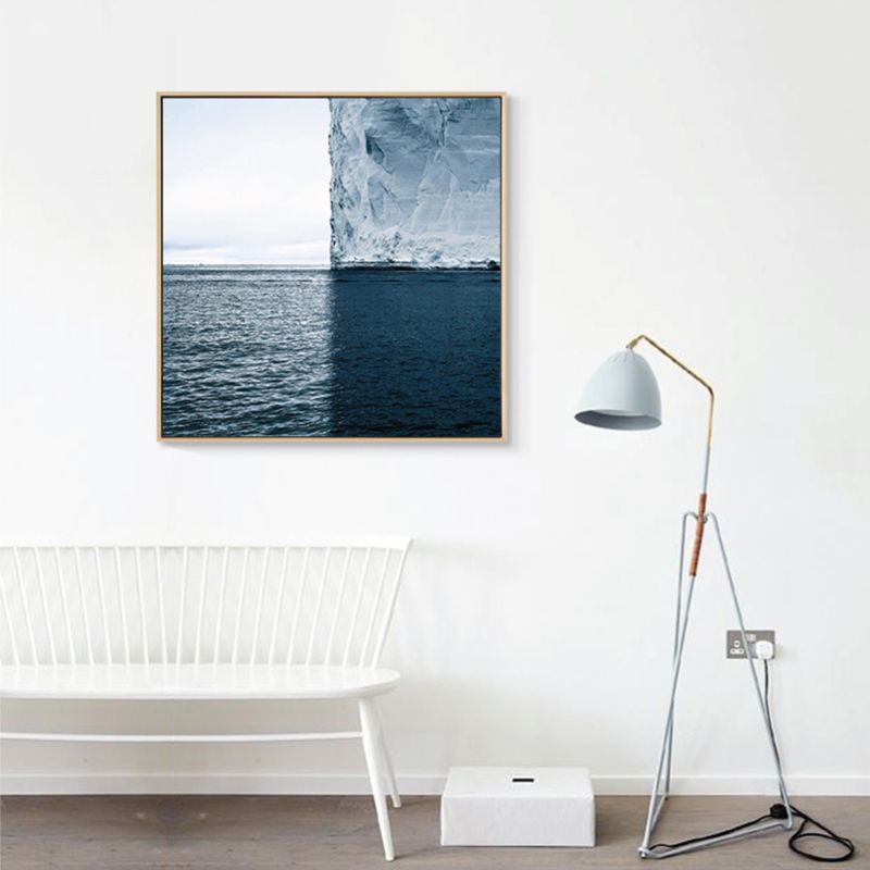 Canvas Blue Art Print Modern Ice and Sea Scenery Wall Decor, Multiple Size Options