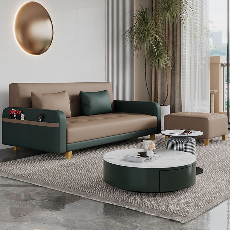 30.7" H Faux Leather Square Arm Tufted Sofa Bed For Living Room