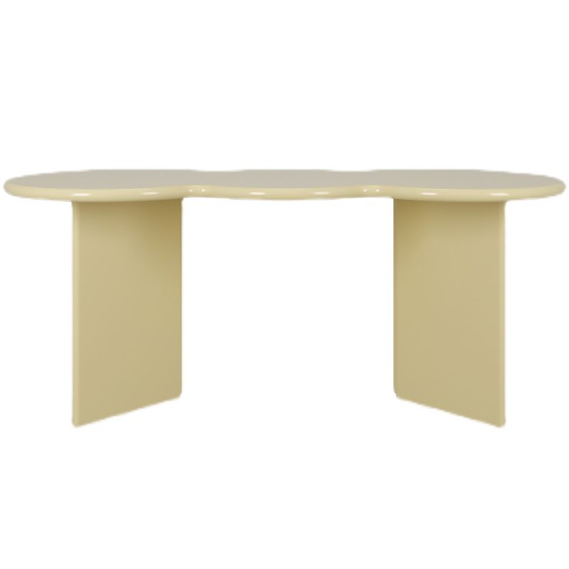 Free Form Solid Wood Dining Table Double Pedestal Furniture in Matte Finish