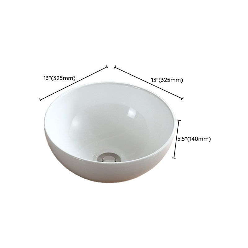 White Bathroom Sink Vessel Porcelain Bathroom Sink (Not Including Faucet)