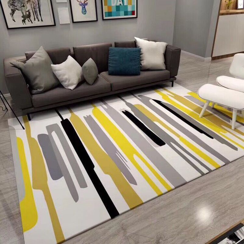 Minimalist Geometric Printed Rug Multi Color Polypropylene Area Carpet Non-Slip Backing Easy Care Indoor Rug for Parlor