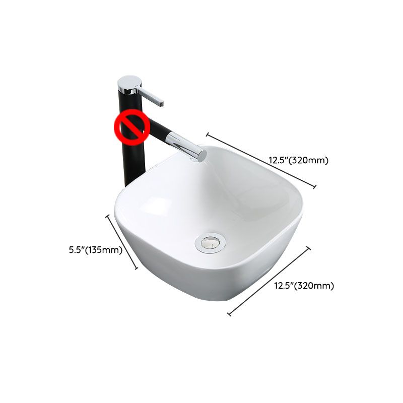 Modern Bathroom Sink Porcelain Rectangle Bathroom Sink in White(Not Including Faucet)