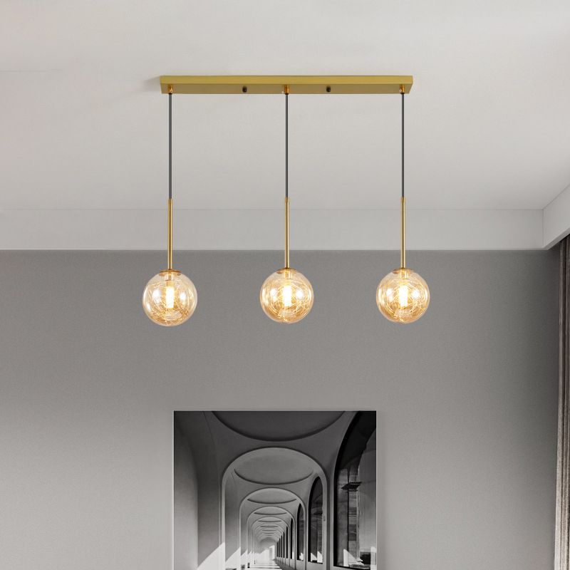 Iluminación colgante de techo de 3 luces con iluminación de clúster de forma de globo de vidrio
