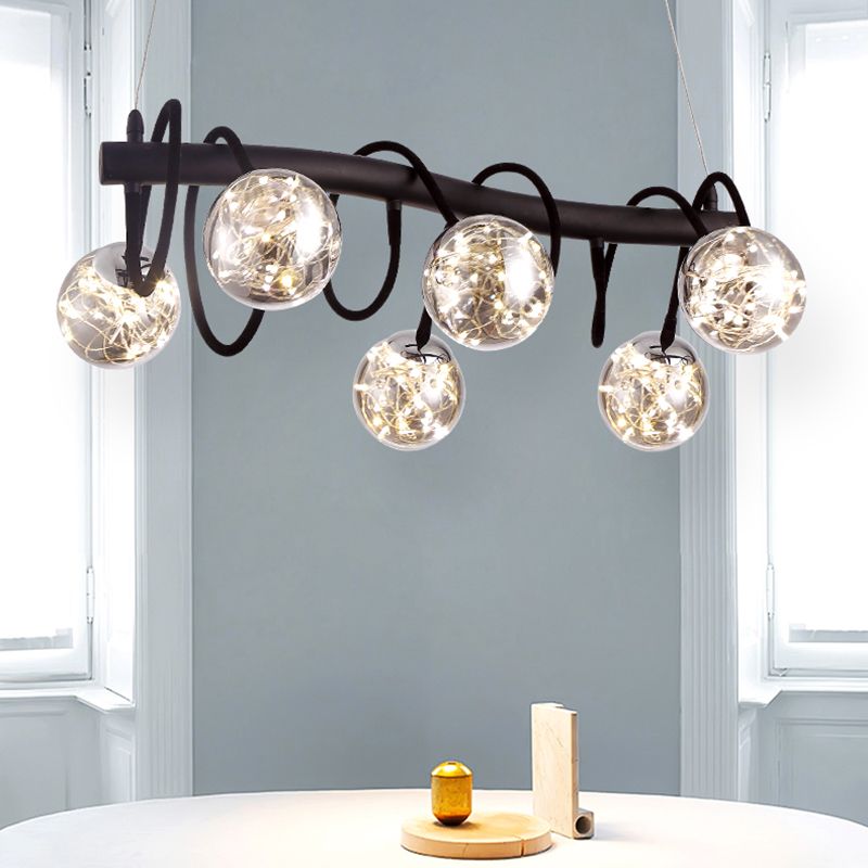 Zeitgenössische Inselleuchte Glasphere Island Lichter in Schwarz