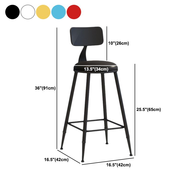 Nordic Armless Backrest Counter Stool Iron Balcony Bar Stool with Cushion and Pedal