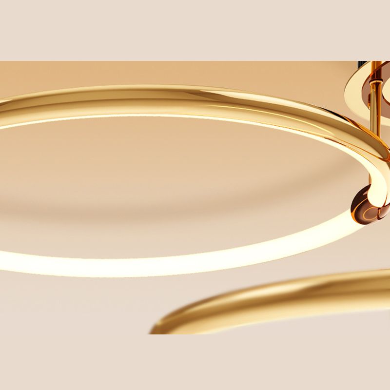 Accesorio de iluminación suspendida en forma de anillo de metal kit de luz colgante LED moderno en oro