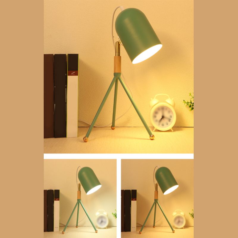 Macaron Tripod Table Light Metallic 1 Bulb Dorm Room Reading Book Lamp with Dome Shade