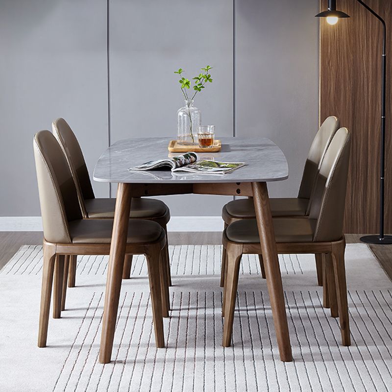 Sillas de comedor de madera de estilo moderno, silla sin brazos con respaldo sólido para cocina