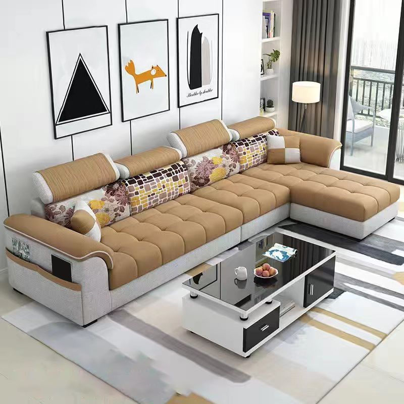 110" Pillow Top Arm Sectionals Contemporary Upholstered Sectional Sofa Set