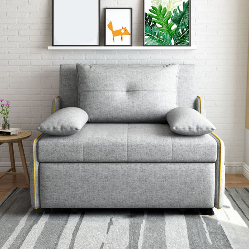Storage Futon in Gray Modern Fabric Futon And Mattress with Pillows