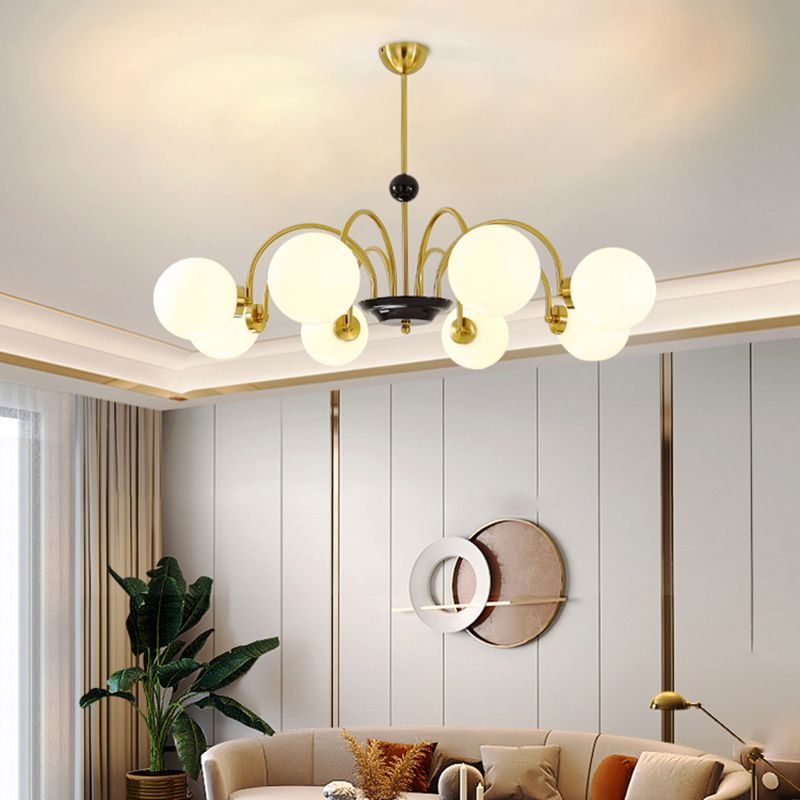 Lampadario a forma di globo lampadina multipulla nordica con vetro per camera da letto