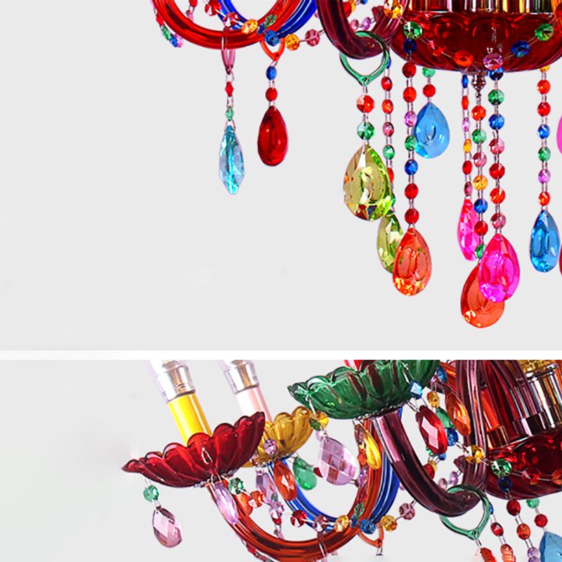 Nordic Multi Head Macron Chandelier Glass Pendant Lighting Fixtures for Bedroom