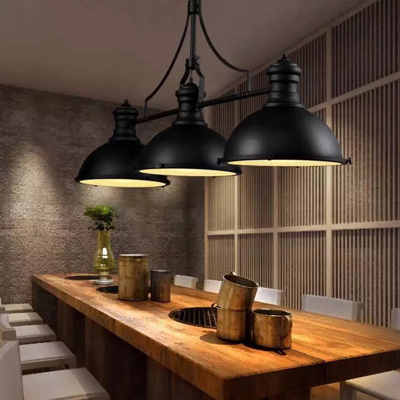 Industrial 3 Lights Island Light Metallic Pendant Lighting Fixture for Dining Room