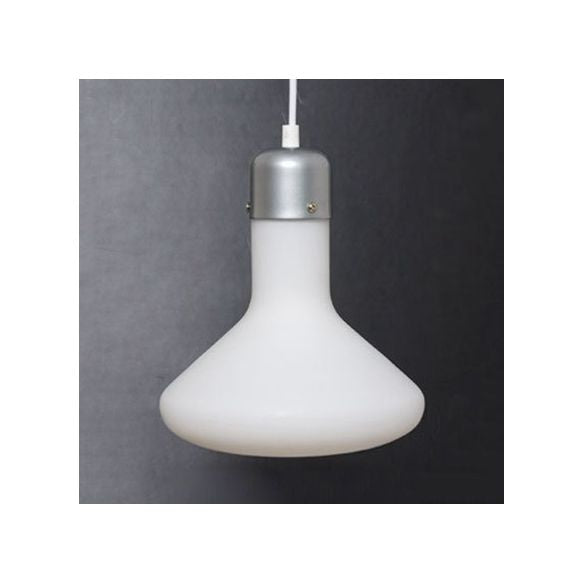 Moderna Ligera de lámpara de luz 1 con sombra de vidrio blanco Bola de plata/cono/lámpara colgante en forma de píldora