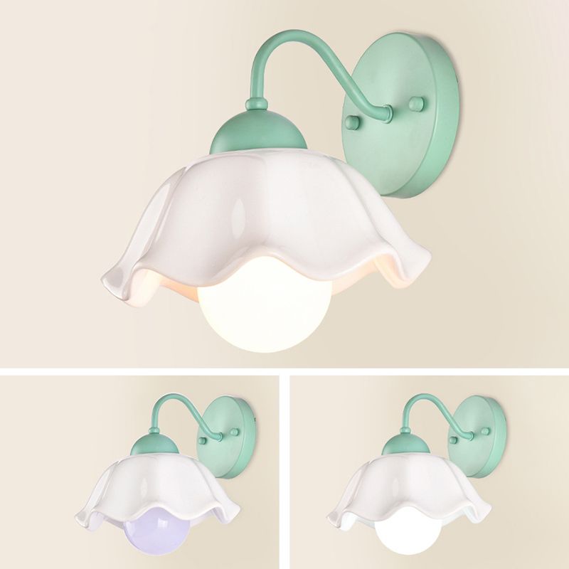 Luz de plataforma acampanada Cerámica de estilo pastoral americano 1 apliques de luz