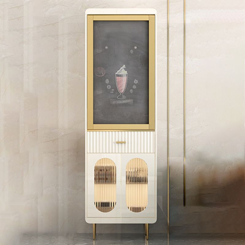 1/2 Pieces Counter Height Pub Set in White and Gold, Rectangular and Modern