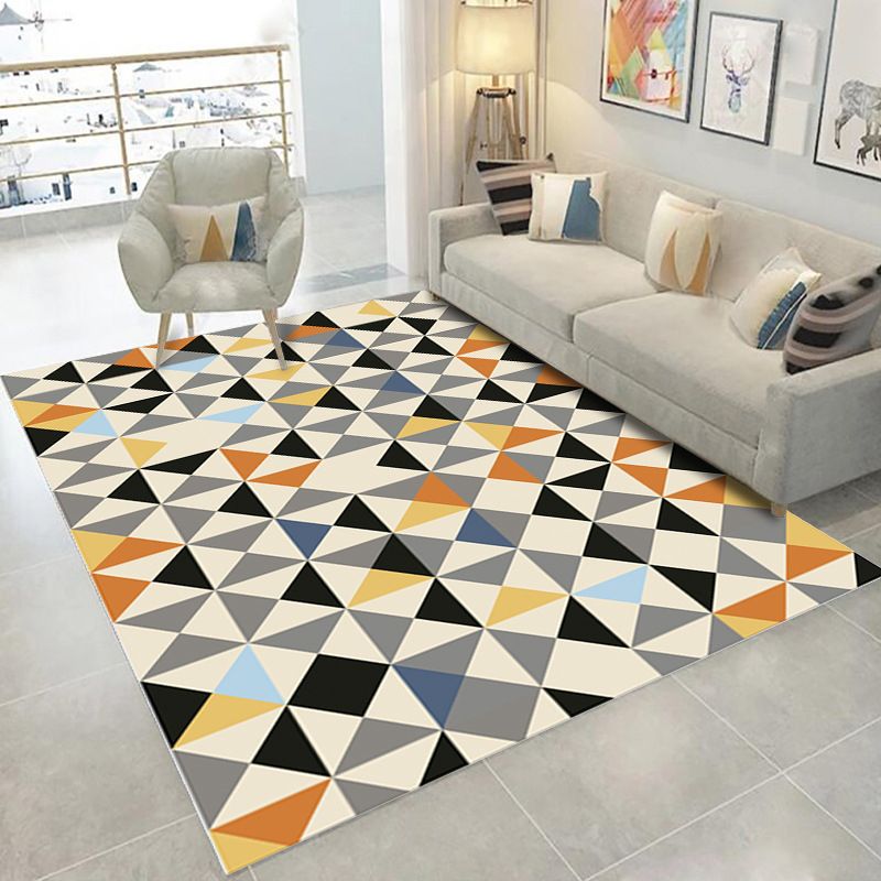 Mehrfarbiger, stilvoller Teppich für den Innenbereich, frisches geometrisches Design, Bereichsteppich, Polyester, schmutzabweisender Teppich für Heimdekoration