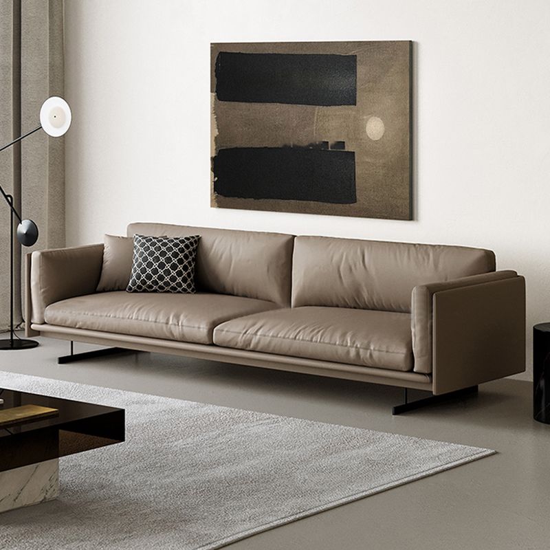 Mid Century Modern Sofa Gray Cushions Settee for Living Room