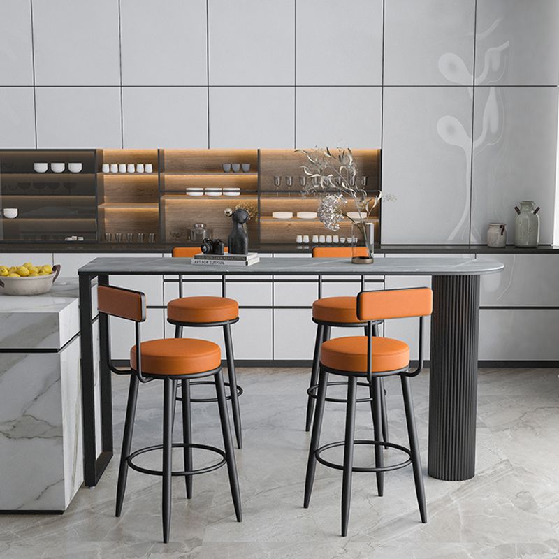 Faux Leather Armless Counter Stool Glam Style Low Back Bar Stool for Indoor