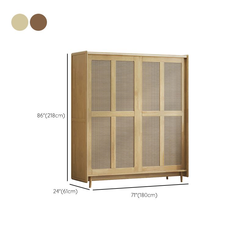 Modern Freestanding Rubberwood Solid Wood Wardrobe Bedroom Multifunctional Wardrobe