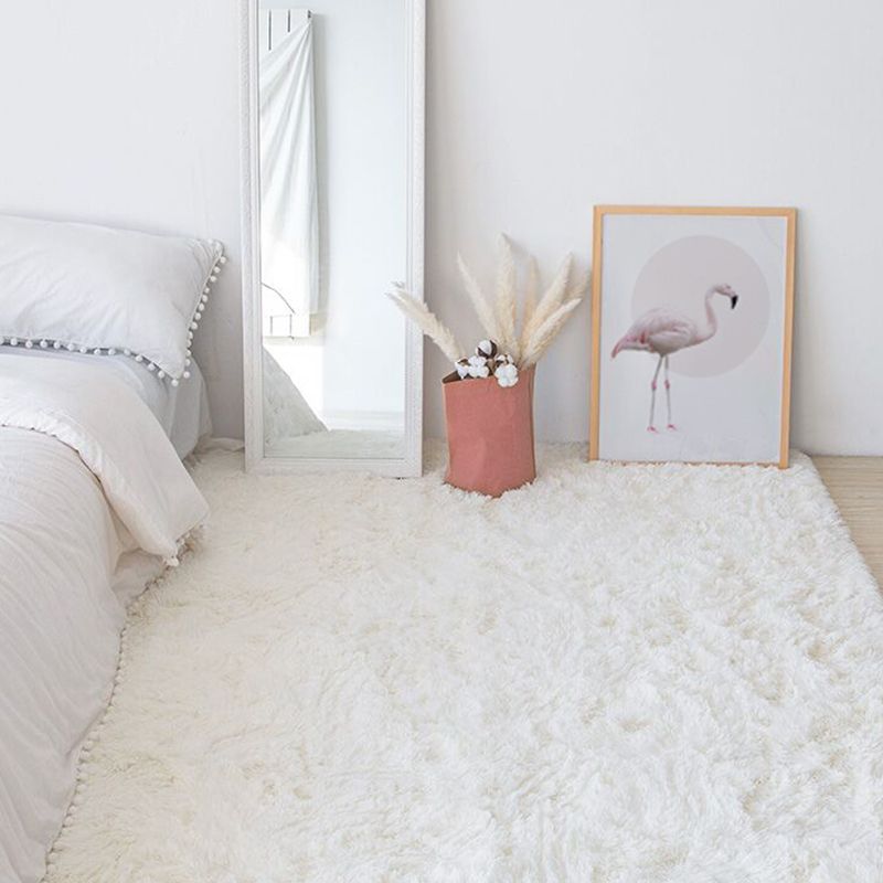 Simplicity Plain Shag Rug Polyester Indoor Carpet Non-Slip Backing Area Rug for Living Room