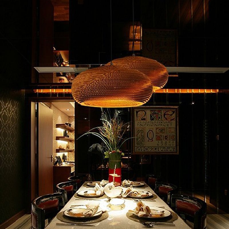 Southeast Asian Style Ceiling Light Honeycomb Cardboard Geometry Pendant Lamp for Bedroom