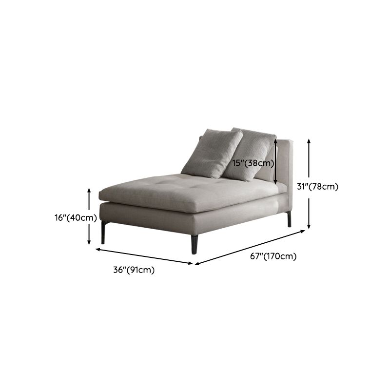 Living Room Chaise Square Arms Modern Chaise Lounge with Cotton Upholster