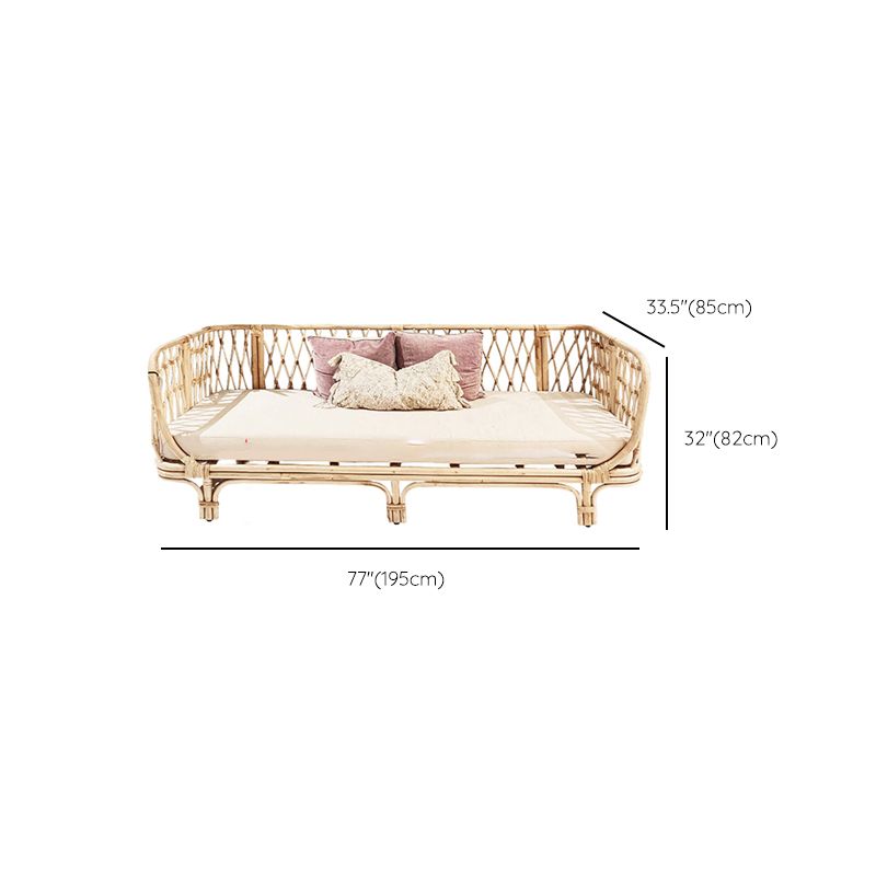 Fabric Sofa in Light Brone Frame Tropical Sofa with Bolster Pillow
