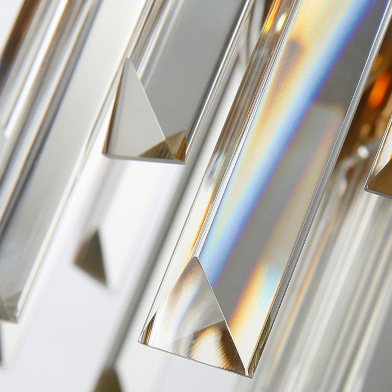 Vintage Faceted Wall Sconce Crystal Modernist 2 Bulbs Wall Light Fixture in Smoke Gray for Restaurant