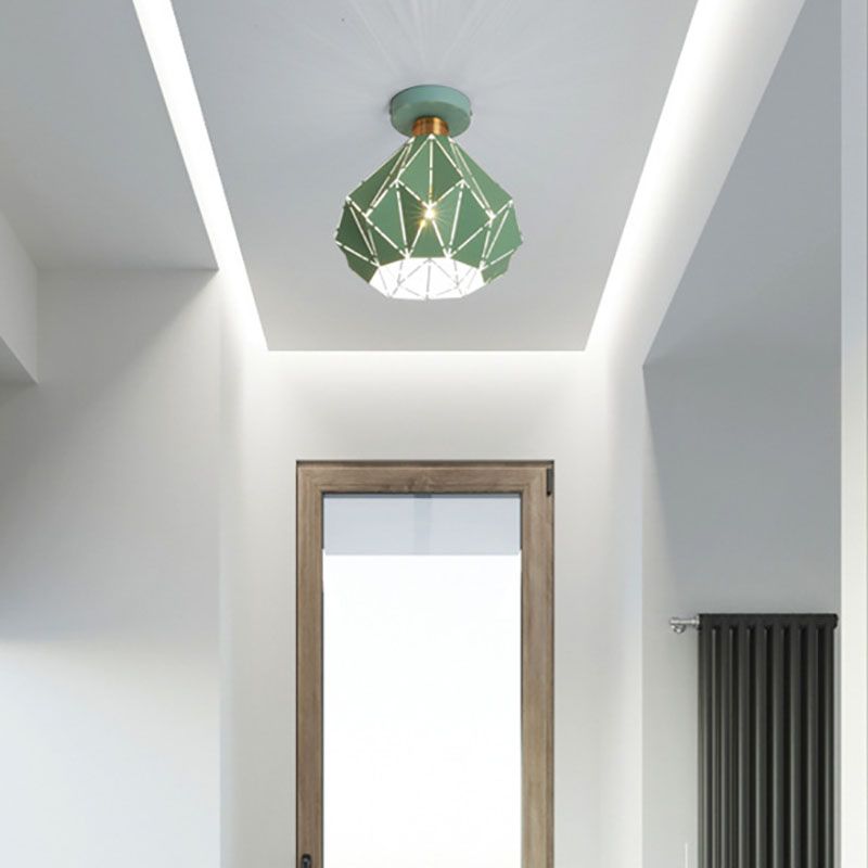 Modern Creative Iron Flush Mount Geometric 1-Light Ceiling Light for Bedroom