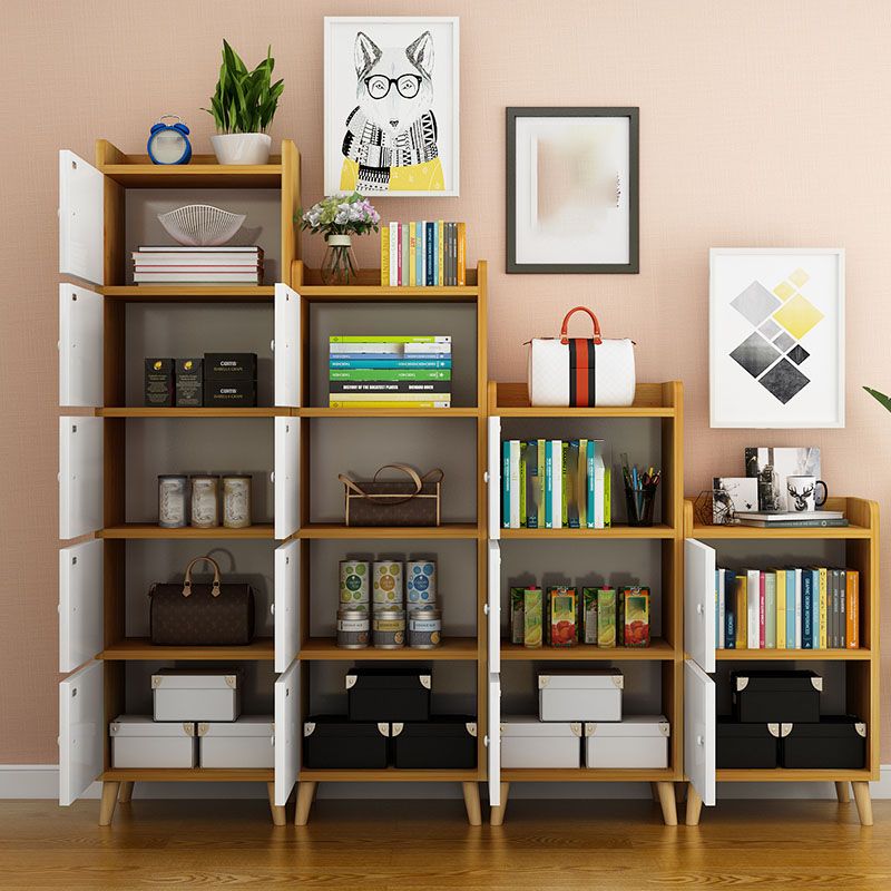 Contemporary Standard Bookcase Manufactured Wood Shelf with Doors for Home Office