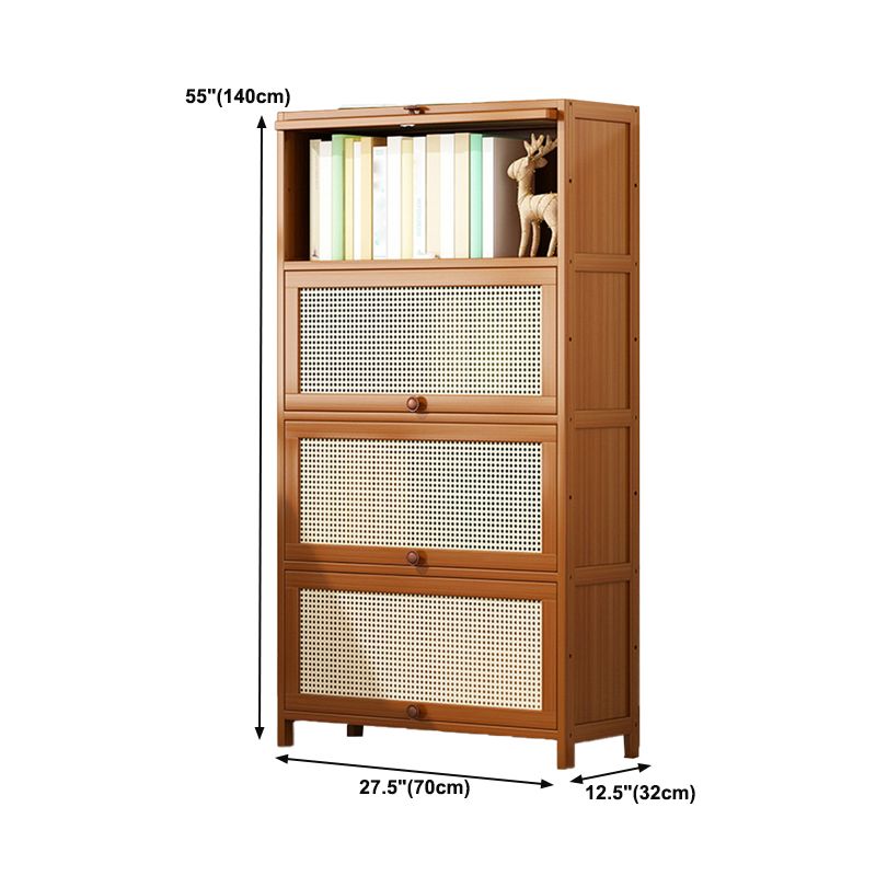 12.5" W Bamboo Bookshelf Modern Closed Storage Bookcase for Home Office