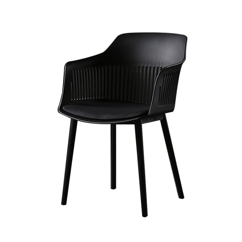 Contemporary Slat Back Arm Chair Matte Finish Metal Chair for Patio