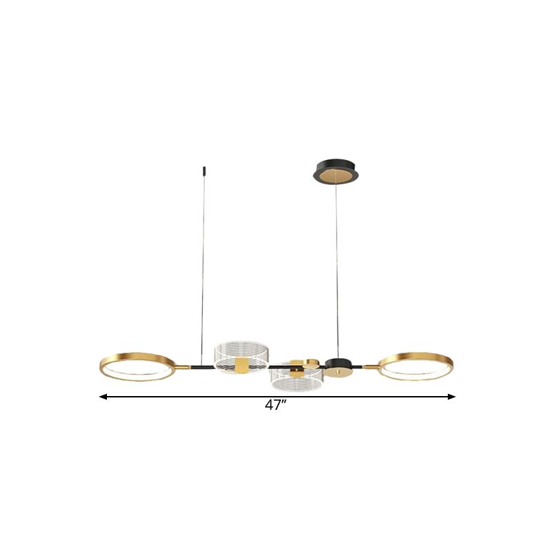 Metallic Circular Island Pendant Modernist LED Suspension Lighting Fixture in Gold