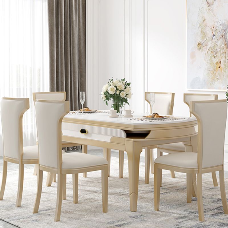 Contemporary 1/2/5/7 Pieces Furniture Round Stone Dining Set in White