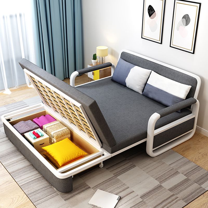 33.46" H Linen Contemporary Square Arm Sofa Bed Foldable Sofa